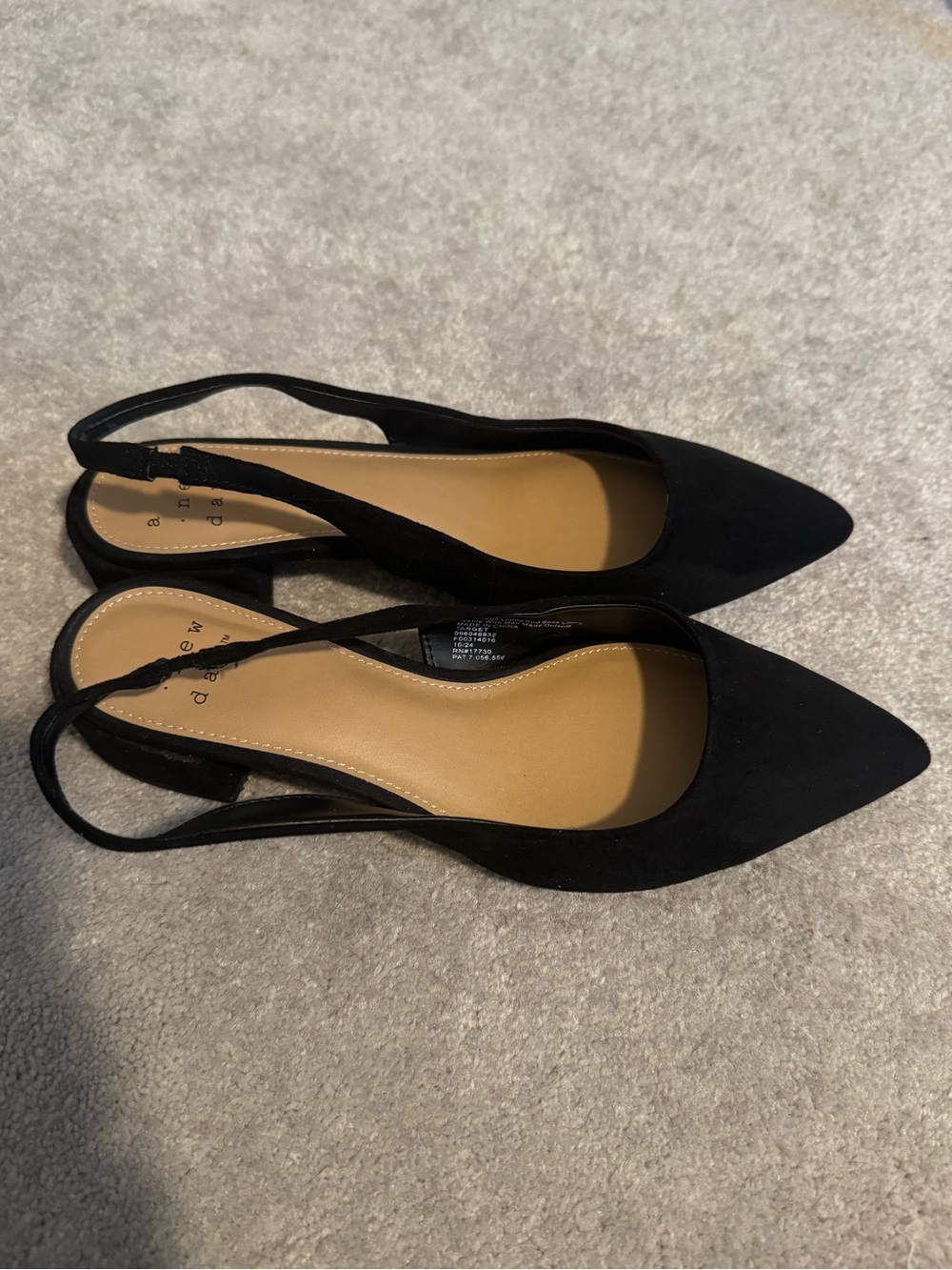 Black Pointed Toe Slingback Flats - Classic Women's Shoes